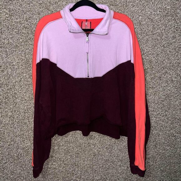 Free People Movement Split Second Half Zip Pullover Size Small Color block Crop - Picture 5 of 6
